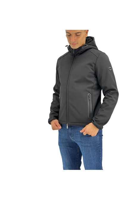 Giubbino softshell da uomo nero con cappuccio e interno in pile MARK-UP | Giubbino | MK24010NERO