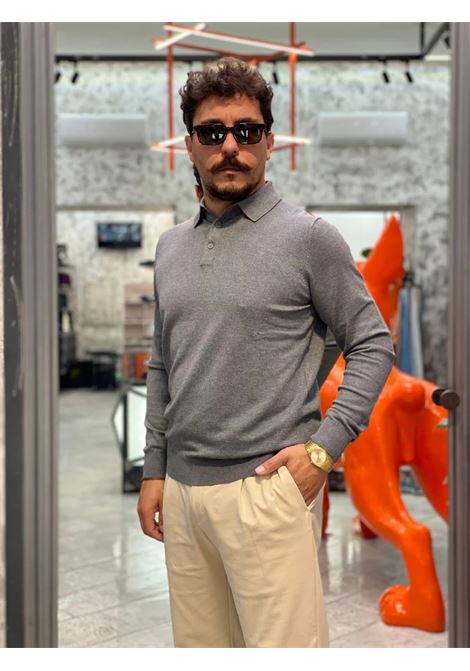 Polo slim fit grigio melange a manica lunga in viscosa finezza 12 MARK-UP | Polo | MK9900004GRIGIO MELANGE