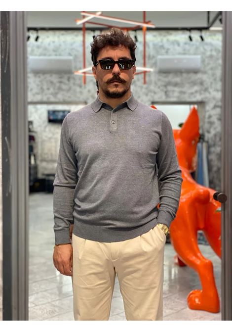 Polo slim fit grigio melange a manica lunga in viscosa finezza 12 MARK-UP | Polo | MK9900004GRIGIO MELANGE
