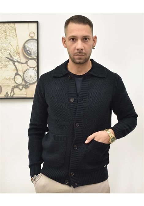 Overshirt blu scuro in maglia punto pannocchia finezza 7 MARK-UP | Maglia | MK9900064BLU