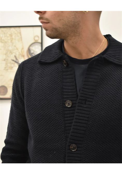 Overshirt blu scuro in maglia punto pannocchia finezza 7 MARK-UP | Maglia | MK9900064BLU