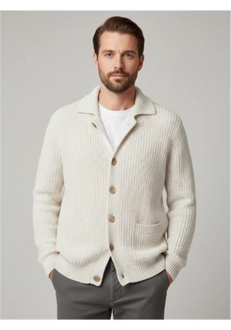 Overshirt da uomo color latte in maglia punto pannocchia finezza 7 MARK-UP | Maglia | MK9900064LATTE