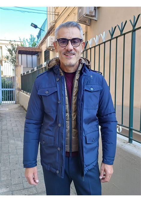 Field Jacket blu in microfibra con pettorina interna e cappuccio MARK-UP | Giubbino | MK9940028BLU