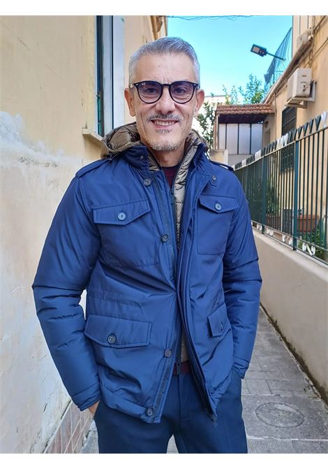 Field Jacket blu in microfibra con pettorina interna e cappuccio MARK-UP | Giubbino | MK9940028BLU