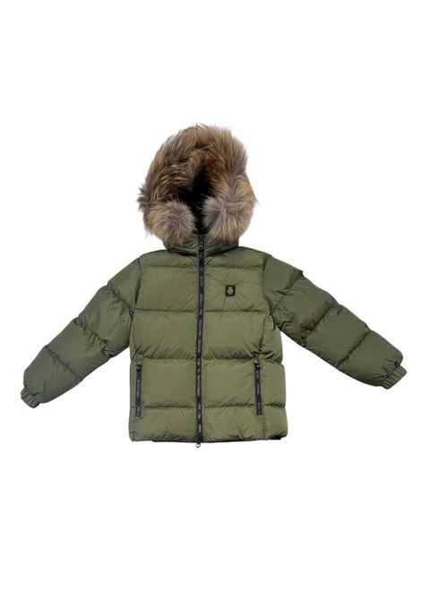 Giubbino Bambino verde militare con Cappuccio e Pelliccia staccabile REFRIGIWEAR | Giubbino | R1028W25162