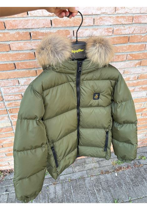 Giubbino Bambino verde militare con Cappuccio e Pelliccia staccabile REFRIGIWEAR | Giubbino | R1028W25162