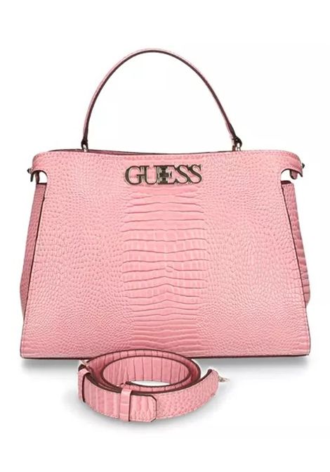 Borsa Uptown Chic Croc Maxi Rosa con Manico e Tracolla GUESS | Borsa | CG7301060PINK