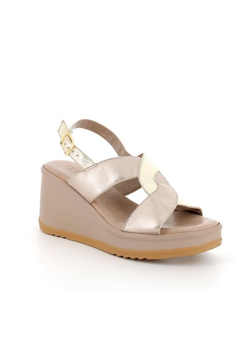 Sandali con Zeppa da Donna in Pelle Platino-Champagne IGI&CO | Sandalo | 3688122PLATINO
