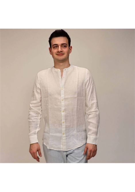 Camicia Bianca con Collo Coreana in 100% Lino a Maniche Lunghe MARK-UP | Camicia | MK13002BIANCO
