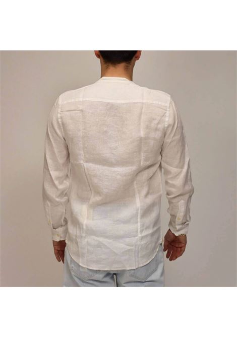 Camicia Bianca con Collo Coreana in 100% Lino a Maniche Lunghe MARK-UP | Camicia | MK13002BIANCO