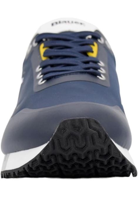 Sneakers Dexter Blu con Dettagli Gialli e Bianchi BLAUER | Scarpa | DEXTER01/RIPNVY