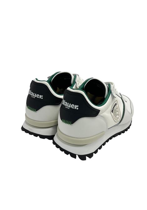 Sneakers Dixon02 Bianche con Dettagli Verde Scuro BLAUER | Scarpa | DIXON02/NYLWHI/GRE