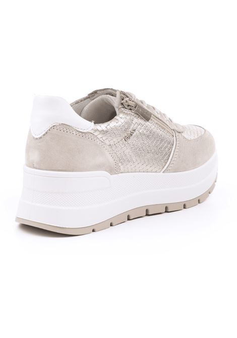 Sneakers Donna Beige/Oro in Pelle con Platform IGI&CO | Scarpa | 5663722BEIGE