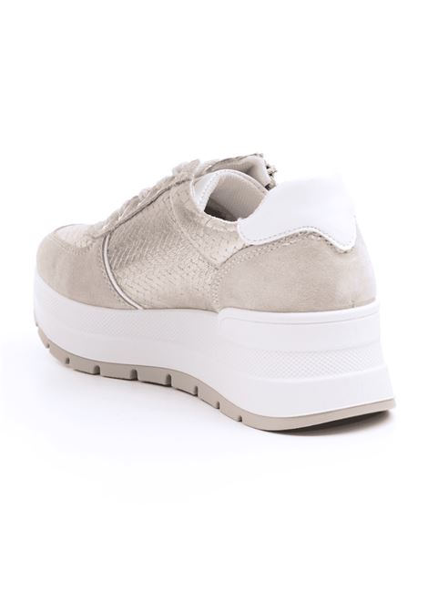 Sneakers Donna Beige/Oro in Pelle con Platform IGI&CO | Scarpa | 5663722BEIGE