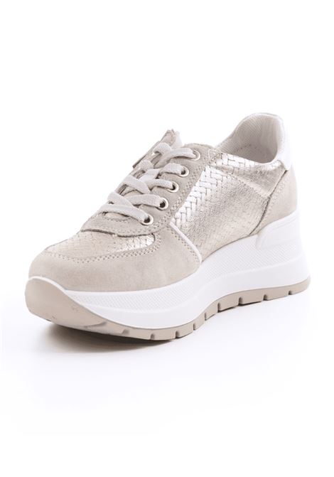 Sneakers Donna Beige/Oro in Pelle con Platform IGI&CO | Scarpa | 5663722BEIGE