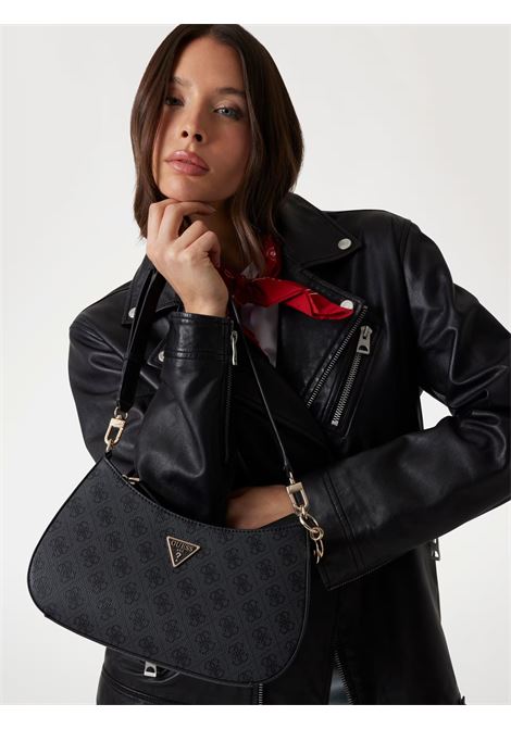 Borsa a Spalla Noelle Nera con Logo 4G e Charm Removibile GUESS | Borsa | HWBG7879180CLO