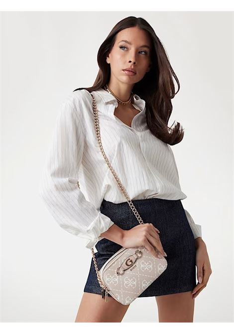 Borsa a tracolla Camera Bag Izzy sabbia con logo 4G all over GUESS | Borsa | HWOQ8654140SDL