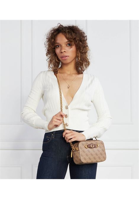 Borsa a tracolla Izzy Mini Crossbody latte con stampa logo 4G GUESS | Borsa | HWOS8654140LTL