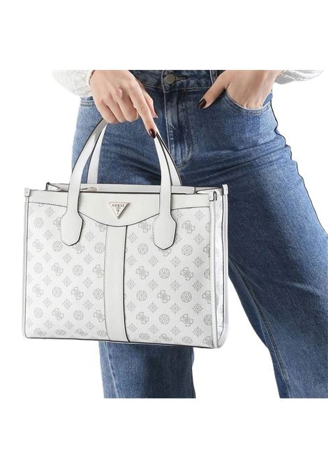 Shopper Guess Silvana bianca con logo all-over GUESS | Borsa | HWPM8665220WLO