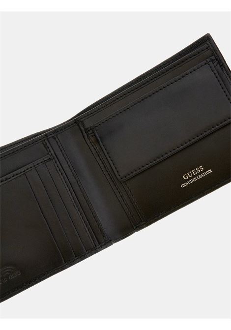 Portafoglio Uomo Nero Certosa in pelle con Logo Triangolo GUESS | Portafogli | SMCSLELEA20BLA