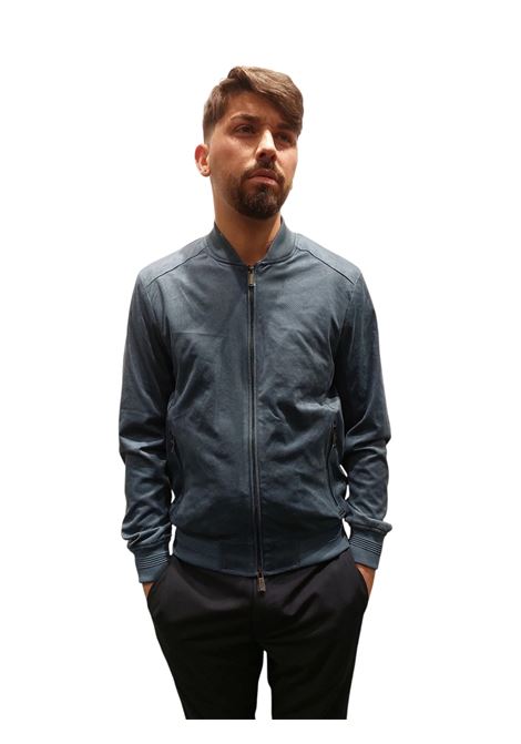 Giubbotto bomber in tessuto effetto camoscio traforato blu avio MARK-UP | Giubbino | MK894008AVIO