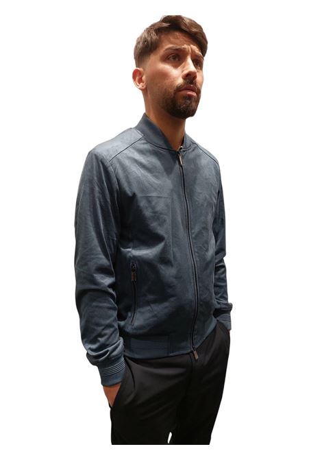 Giubbotto bomber in tessuto effetto camoscio traforato blu avio MARK-UP | Giubbino | MK894008AVIO