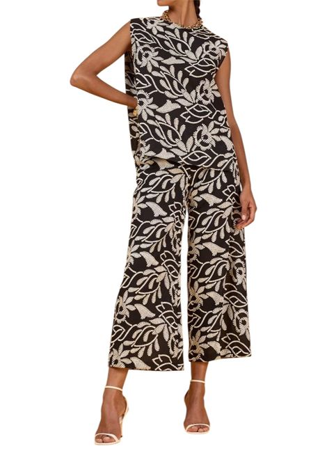 Pantalone Elena Mirò donna P002P000488N 001 Performance Nero Bianco ELENA MIRO | Pantalone | P002P000488N001