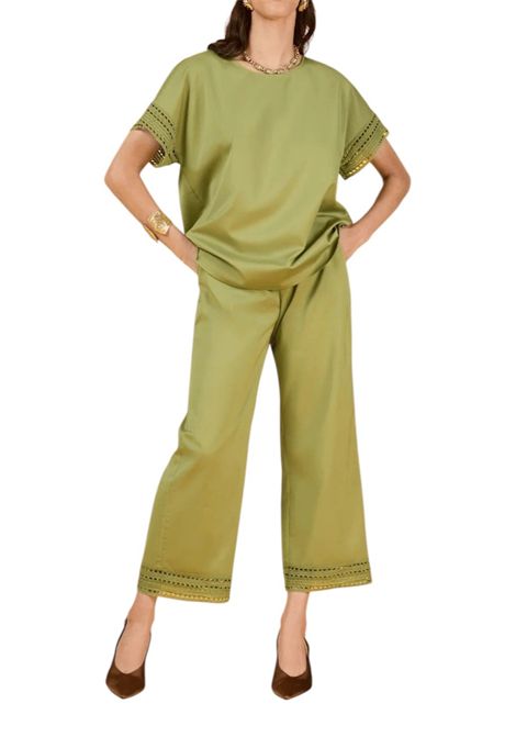 Pantalone Elena Mirò donna P008P000456N 0A5 Performance Avocado Verde ELENA MIRO | Pantalone | P008P000456N0A5