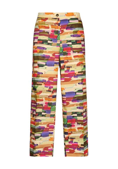 Pantalone Elena Mirò donna P020P100471N 001 Performance Avorio Multicolor  ELENA MIRO | Pantalone | P020P100471N001