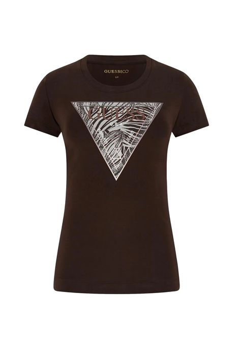 T-shirt Guess donna W6GI19K3042 G1EB logo triangolo Marrone GUESS | T-shirt | W6GI19K3042G1EB