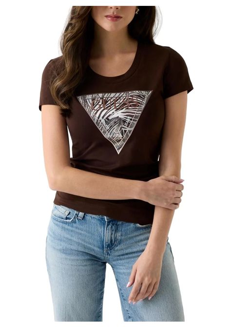 T-shirt Guess donna W6GI19K3042 G1EB logo triangolo Marrone GUESS | T-shirt | W6GI19K3042G1EB