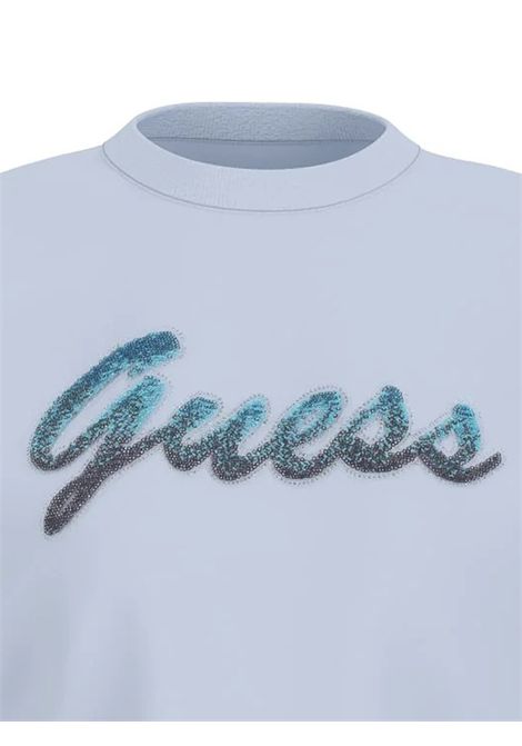T-shirt Guess donna W6GI31K3224 A719 logo con paillettes Bianco Daring Ocean Cielo GUESS | T-shirt | W6GI31K3224A719