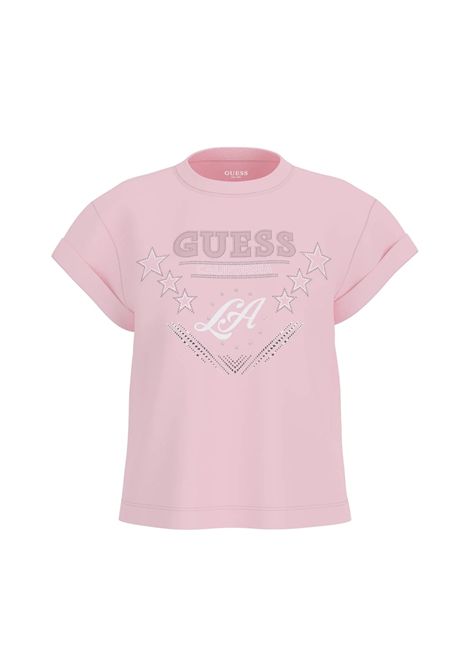 T-shirt Guess donna W6RI30I3Z14 A627 Stars logo con strass Pink Rosa GUESS | T-shirt | W6RI30I3Z14A627