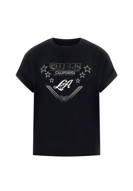 T-shirt Guess donna W6RI30I3Z14 JBLK Stars logo con strass Black Nero GUESS | T-shirt | W6RI30I3Z14JBLK