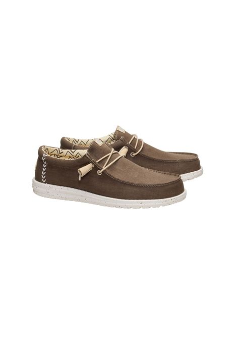 Mocassini Hey Dude uomo 40700 2LN Wally Stretch Canvas Brown Marrone HEY DUDE | Mocassini | 40700BROWN