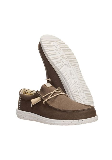 Mocassini Hey Dude uomo 40700 2LN Wally Stretch Canvas Brown Marrone HEY DUDE | Mocassini | 40700BROWN