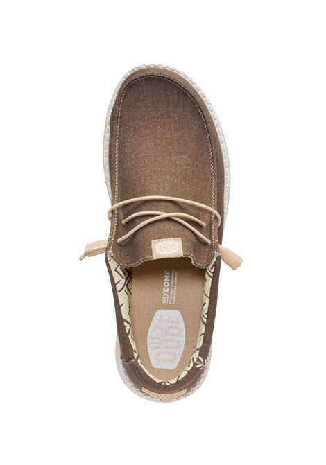 Mocassini Hey Dude uomo 40700 2LN Wally Stretch Canvas Brown Marrone HEY DUDE | Mocassini | 40700BROWN