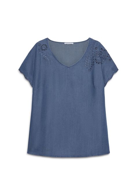 T-shirt Luisa Viola donna 2232F001861N 034 Mara Venier Blu LUISA VIOLA | T-shirt | 2232F001861N034