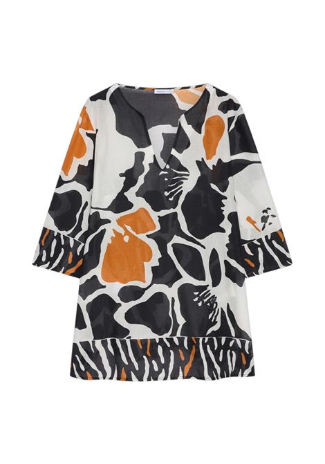 Caftano Luisa Viola donna 2235F001864N 001 Mara Venier Bianco Nero Arancio LUISA VIOLA | Camicia | 2235F001864N001