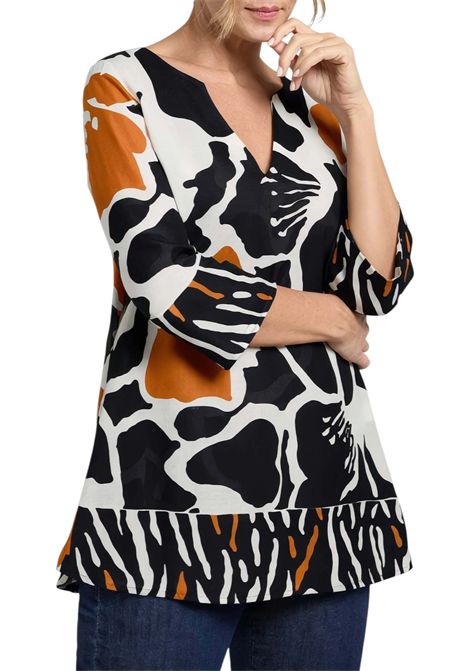 Caftano Luisa Viola donna 2235F001864N 001 Mara Venier Bianco Nero Arancio LUISA VIOLA | Camicia | 2235F001864N001