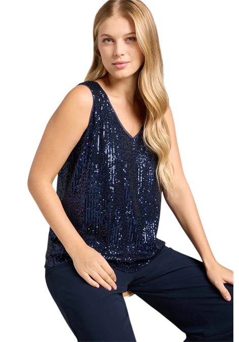 Top Luisa Viola donna G073L008752N 034 Performance Paillettes Blu LUISA VIOLA | Canotta | G073L008752N034