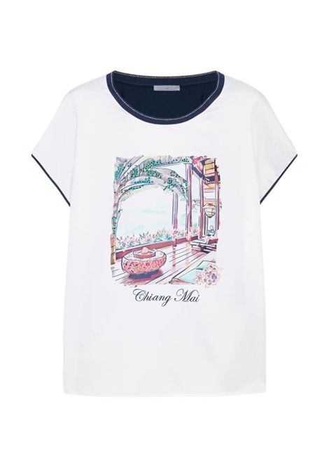 T-shirt Luisa Viola donna G084L008620N034 Performance Collection Bianco Blu LUISA VIOLA | T-shirt | G084L008620N034