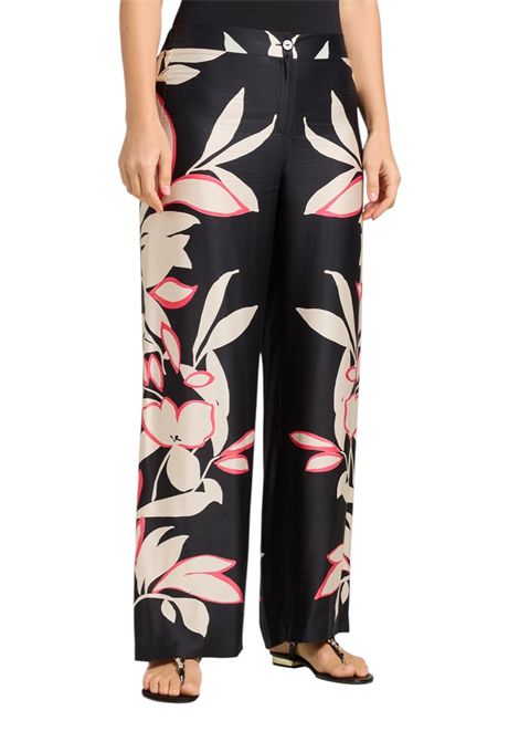 Pantalone Luisa Viola donna P000F001976N 001 Performance Nero Beige Fucsia LUISA VIOLA | Pantalone | P000F001976N001