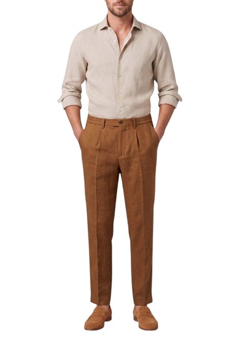 Pantalaccio Markup uomo MK15109 Carter Linen Tabacco MARK-UP | Pantalone | MK15109TABACCO