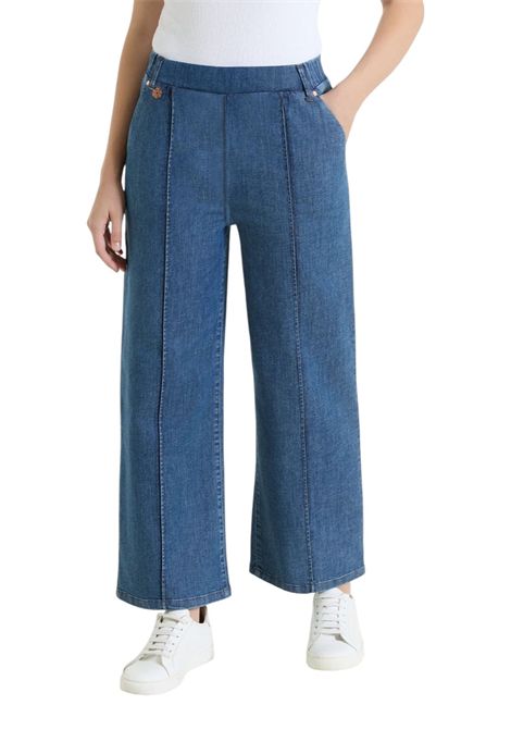 Jeans Ragno donna DT10P4 199 cropped ampio in Light Denim Délavé Blu chiaro RAGNO | Jeans | DT10P4199