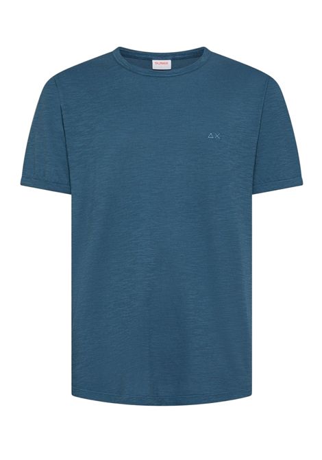 T-shirt Sun68 uomo T3611580 Jersey Cotone Fiammato Blu Avio scuro SUN68 | T-shirt | T3611580