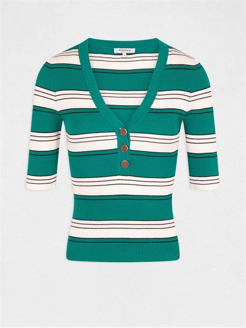 Striped short sleeve top MINO MORGAN DE TOI | MINOVERT/IVOIRE