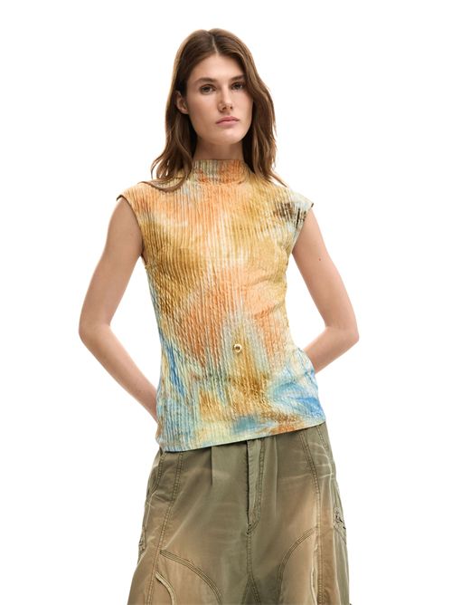 T-shirt in tessuto strutturato con stampa astratta 26SWTK15 DESIGUAL | 26SWTK156014