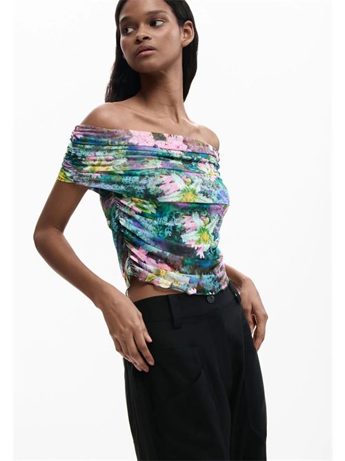 Canotta in tessuto di tulle con stampa floreale 26SWTK22 DESIGUAL | 26SWTK224031