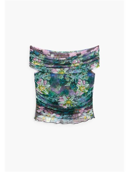 Canotta in tessuto di tulle con stampa floreale 26SWTK22 DESIGUAL | 26SWTK224031